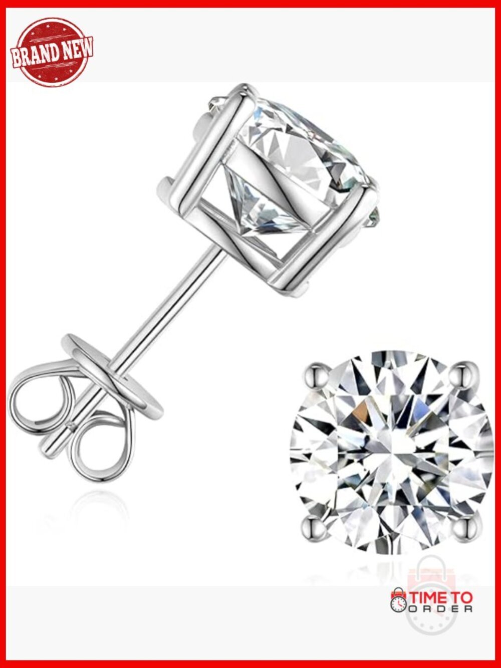Moissanite Stud Earrings 2ct D Color 925 Sterling Silver Certificate